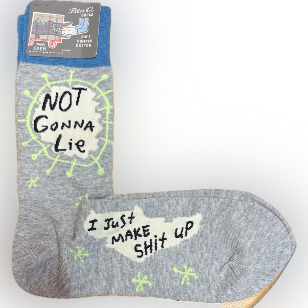 Blue Q Casual Crew Socks | Not Gonna Lie Men’s Socks | Mens Shoe Size 7 - 12